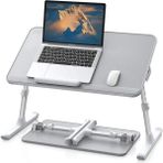 Bix Saiji AL30 Ayarlanabilir Laptop Masası – Yatakta Çalışma Için Ergonomik Tasarım, Yükseklik ve Açı Ayarı, Katlanabilir Sledge Bacaklar, Pvc Deri Yüzey ile 17″ Inç Laptop Uyumluluğu - 52 x 30 cm - Gri