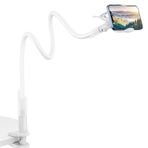 Bix SAIJI IVY-85 Akrobat Esnek Telefon Tutucu Masa için Esnek Uzun Kollu Telefon Montajı Klips Braketi Kelepçe Standı 4.0-6.3'' Cep Telefonu Standı iPhone Samsung vb Tüm Telefonlar ile Uyumludur Beyaz