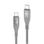 Bix T1CC 60W Ledli 1 mt Gri Type-C Şarj Kablosu