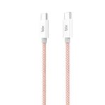 Bix T2CC 60W Ledli 1 mt Pembe Type-C Örgülü PVC Kablo