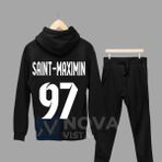 Biy Store Allan Saint-Maximin Sırt Yazı Forma Baskılı Unisex Kapüşonlu Kışlık Sweatshirt Eşofman Takımı - XL - Siyah