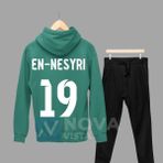 Biy Store Yusuf En-Nesyri Sırt Yazı Forma Baskılı Unisex Kapüşonlu Beyaz Kışlık Sweatshirt Eşofman Takımı - Yeşil