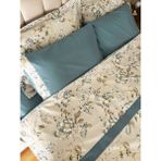 Biye Detaylı Çiçek Desenli Çift Kişilik Patlı Nevresim Takımı 6 Parça - 200 x 220 cm - Açık İndigo
