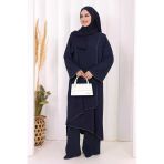 Biyeli Uzun Tunik Pantolon Takım 8005 Lacivert