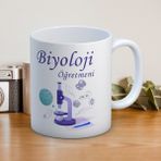 Biyoloji Öğretmenlerine Özel Öğretmenler Günü Hediyelik Baskılı Kupa - Beyaz - 300 ml