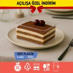 Bizden Gelsin Bizdengelsin 8’li Tiramisu Kabı Kase 300CC Dikdörtgen, Kapaklı Mika Sert Plastik Şeffaf, Tatlı Meze Salata Çerez Dondurma - 8 Adet