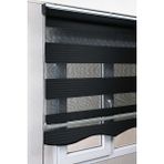 Bizden Perde Etekli Siyah Pileli Zebra Kaliteli Güneşlik Stor Perde - 130 x 200 cm