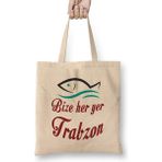 Bize Her Yer Trabzon Bez Çanta Uzun Saplı - Açık Bej - 40 X 40
