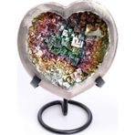 Bizmut Kalp Şeklinde Dekoratif Kase - 10x10 cm, Metal Ayaklı
