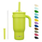 BJPKPK 18 oz Yalıtımlı Seyahat Bardağı, Saplı ve Samanlı, Paslanmaz Çelik Su Şişesi, Çift Duvar Vakum Yalıtımlı Kupa, İş, Araba, Seyahat, Parlak Yeşil
