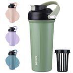 BJPKPK 25oz Yalıtımlı Bardak Saplı Paslanmaz Çelik Çalkalayıcı Su Şişesi Protein Karışımları için Orman Yeşili