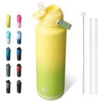 BJPKPK Pipetli Kapaklı Yalıtımlı Su Şişesi, 40oz Büyük Termos, BPA İçermeyen Sızdırmaz Paslanmaz Çelik Metal Su Şişeleri, Bardaklar, Bardaklar, Seyahat Şişeleri, Spor, Taze Yeşil