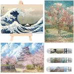 BJscoe Yetişkinler için Küçük Yapboz 150 Parça Mini Yapboz Sakura Kalesi Ukiyoe Deniz Dalgası Minik Yapboz 150 Adet Mini Yapboz 15 x 10 cm, 3 Adet, Mini Şövale Dahil