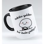 BK 1 Gift Bir Bela Geliyor Tasarımlı Siyah Kupa Bardak