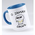 BK 1 Gift O Zaman Dans Tasarımlı Mavi Beyaz Kupa Bardak
