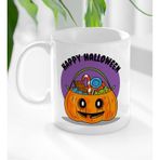 BK 11 Gift Happy Halloween Tasarımlı Beyaz Kupa Bardak