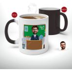 BK 2 Kişiye Özel Coğrafya Öğretmeni Karikatürlü Sihirli Beyaz Kupa Bardak