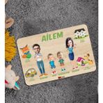 BK 3 Toys Çocuklara Özel Ailem Konseptli 4 Kişilik Ahşap Eğitici Puzzle
