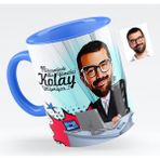 BK Bay Genel Müdür Karikatürlü Mavi Kupa Bardak