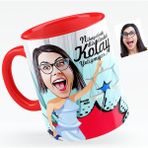 BK Bayan Avukat Karikatürlü Kırmızı Kupa Bardak