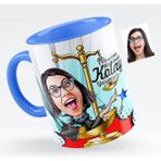 BK Bayan Avukat Karikatürlü Mavi Kupa Bardak