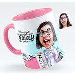 BK Bayan Göz Doktoru Karikatürlü Pembe Kupa Bardak
