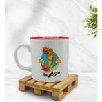 BK Çapa Tasarımlı 4 Kırmızı Beyaz Kupa Bardak