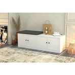 BK Concept AYK-1009-C Dolaplı Puflu Beyaz 130 cm Ayakkabılık