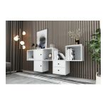 BK Concept Beyaz 168 cm KNS-1129-Ç Raflı Dolaplı Çekmeceli Duvar Konsolu
