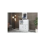BK Concept Beyaz ŞFN-1005-Ç Raflı Dolaplı Çekmeceli Şifonyer
