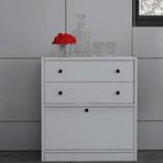 BK Concept ÇA-D-1141-Ç 65,4 cm Çıtasız Çekmeceli Kapaklı Raflı Beyaz Çok Amaçlı Dolap