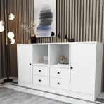 BK Concept KNS-1012-Ç Beyaz 130 cm Raflı Dolaplı Çekmeceli Konsol