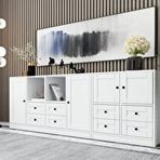 BK Concept KNS-1097 Beyaz 195 cm Raflı Dolaplı Çekmeceli Konsol
