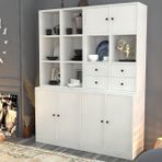 BK Concept VTR-1025-Ç Beyaz 130 cm Raflı Dolaplı Çekmeceli Vitrin