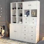 BK Concept VTR-1032-Ç Beyaz 130 cm Raflı Dolaplı Çekmeceli Vitrin