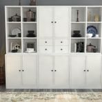 BK Concept VTR-1040-Ç Beyaz 196 cm Raflı Dolaplı Çekmeceli Vitrin