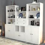 BK Concept VTR-1086-Ç 195 cm Beyaz Raflı Çekmeceli Dolaplı Vitrin