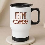BK Gift 1-450 ml Coffee Tasarımlı Kulplu Beyaz Çelik Termos