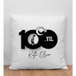 Bk Gift 29 Ekim Tasarımlı Beyaz Kırlent Yastık-1 29 Ekim , Trend Yastık, 100.YIL
