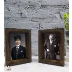 Bk Gift Atatürk Tasarımlı Dekoratif 2'li Doğal Masif Ahşap Çerçeve 15x20cm-5