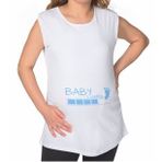 BK Gift Baby Loading Tasarımlı Beyaz Sıfır Kol Hamile Tişört-2, Hamile Giyim, Eşe Hediye