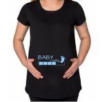 BK Gift Baby Loading Tasarımlı Siyah Hamile Tişört-1