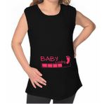 BK Gift Baby Loading Tasarımlı Siyah Sıfır Kol Hamile Tişört-1, Hamile Giyim, Eşe Hediye