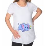 BK Gift Bebek Fil Tasarımlı Beyaz Hamile Tişört-1