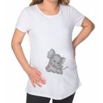 BK Gift Bebek Fil Tasarımlı Beyaz Hamile Tişört-2