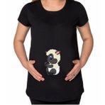 BK Gift Bebek Koyun Tasarımlı Siyah Hamile Tişört-1