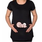 BK Gift Bebek Tasarımlı Siyah Hamile Tişört-1