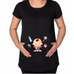 BK Gift Bebek Tasarımlı Siyah Hamile Tişört-2