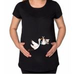 BK Gift Bebek Tasarımlı Siyah Hamile Tişört-3