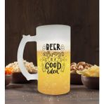 BK Gift Beer Always Is A Good Idea Tasarımlı Buzlu Cam Bira Bardağı 50cl-1